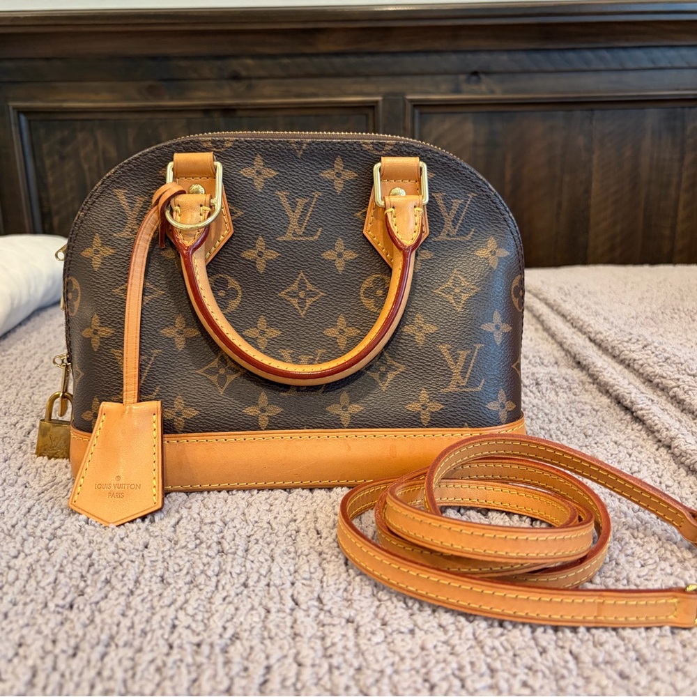 Louis Vuitton Monogram Alma BB Brown and Tan Leather Mini Satchel